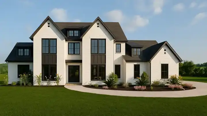 Transitional house plans 145-105 - front exterior, 2,898 sq ft, 4 bed, 3 bath house plans | Monster House Plans