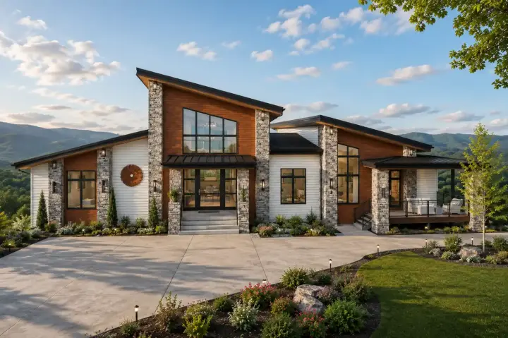 Contemporary house plans 145-112 - front exterior, 6,131 sq ft, 5 bed, 6 bath house plans | Monster House Plans