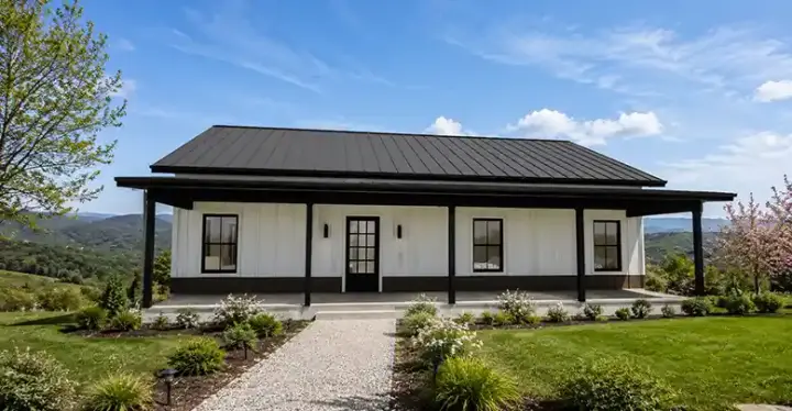 Modern Farmhouse house plans 145-118 - front exterior, 1,350 sq ft, 3 bed, 2 bath house plans | Monster House Plans