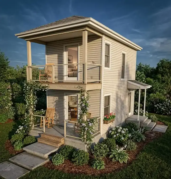Cottage house plans 149-101 - front exterior, 528 sq ft, 1 bed, 1 bath house plans | Monster House Plans