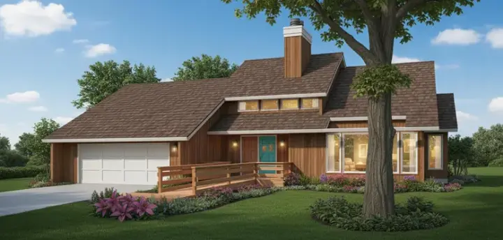 Contemporary house plans 15-114 - front exterior, 2,660 sq ft, 3 bed, 2 bath house plans | Monster House Plans