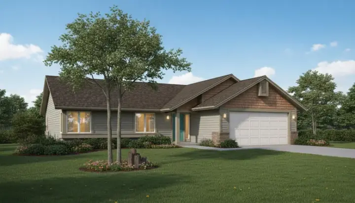 Ranch house plans 15-116 - front exterior, 1,081 sq ft, 3 bed, 2 bath house plans | Monster House Plans