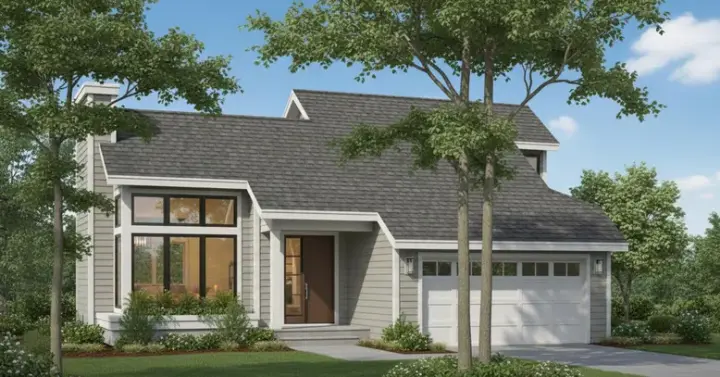 Contemporary house plans 15-119 - front exterior, 1,246 sq ft, 3 bed, 2 bath house plans | Monster House Plans