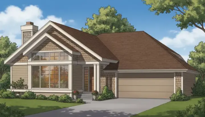 Contemporary house plans 15-128 - front exterior, 1,365 sq ft, 3 bed, 2 bath house plans | Monster House Plans