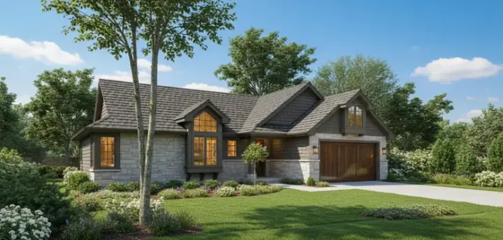 Traditional house plans 15-142 - front exterior, 1,120 sq ft, 3 bed, 2 bath house plans | Monster House Plans