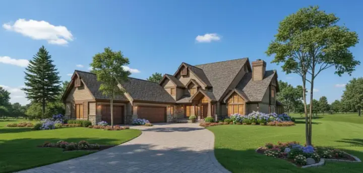 Contemporary house plans 15-179 - front exterior, 4,110 sq ft, 4 bed, 4 bath house plans | Monster House Plans