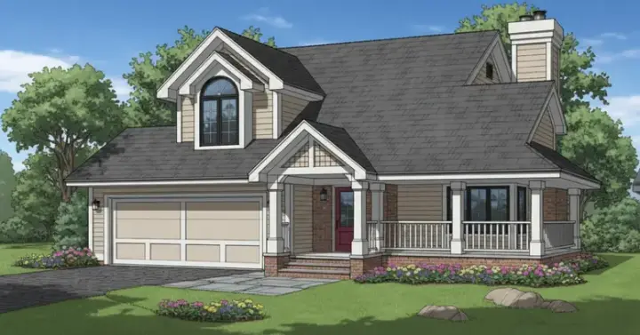 Country house plans 15-199 - front exterior, 1,550 sq ft, 3 bed, 2 bath house plans | Monster House Plans
