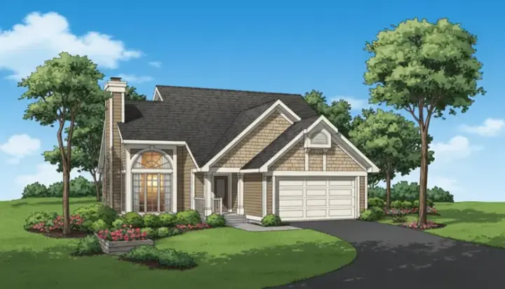 Contemporary house plans 15-208 - front exterior, 1,289 sq ft, 3 bed, 2 bath house plans | Monster House Plans