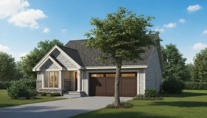 Contemporary house plans 15-213 - front exterior, 1,127 sq ft, 2 bed, 2 bath house plans | Monster House Plans