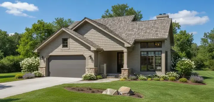 Contemporary house plans 15-224 - front exterior, 1,448 sq ft, 3 bed, 2 bath house plans | Monster House Plans
