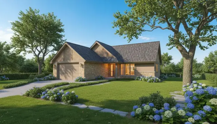 Ranch house plans 15-243 - front exterior, 1,571 sq ft, 3 bed, 2 bath house plans | Monster House Plans