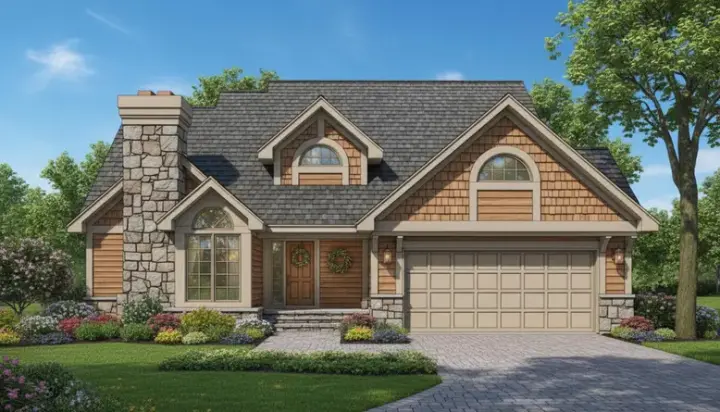 Contemporary house plans 15-268 - front exterior, 1,886 sq ft, 3 bed, 2 bath house plans | Monster House Plans
