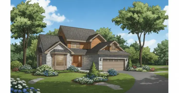 Northwest house plans 15-271 - front exterior, 2,737 sq ft, 5 bed, 3 bath house plans | Monster House Plans