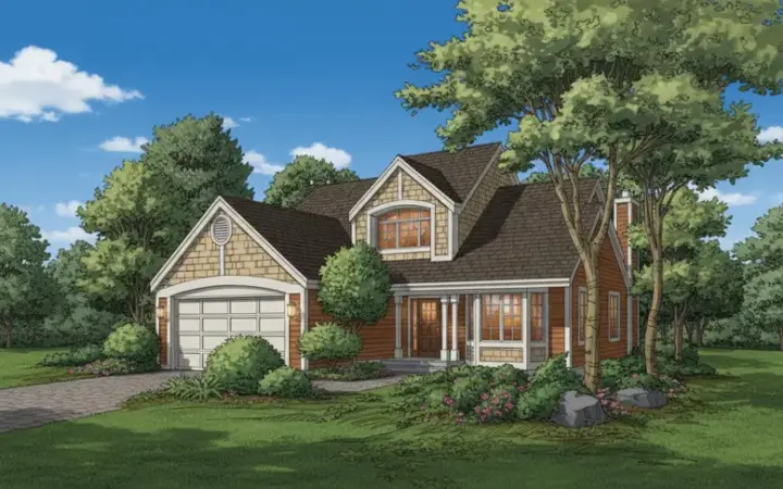 Contemporary house plans 15-300 - front exterior, 2,257 sq ft, 3 bed, 2 bath house plans | Monster House Plans