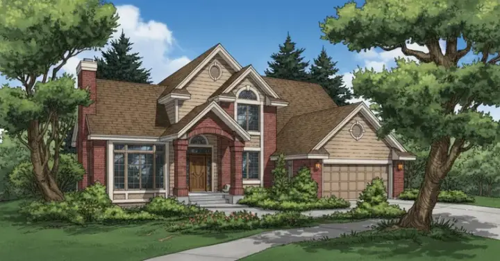 Traditional house plans 15-305 - front exterior, 2,267 sq ft, 3 bed, 2 bath house plans | Monster House Plans