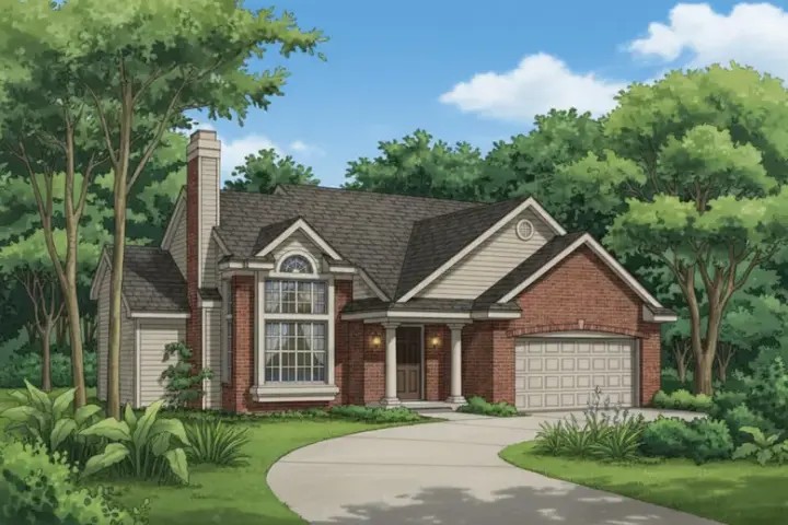 Traditional house plans 15-327 - front exterior, 1,894 sq ft, 3 bed, 2 bath house plans | Monster House Plans