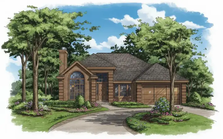 Contemporary house plans 15-362 - front exterior, 1,431 sq ft, 3 bed, 2 bath house plans | Monster House Plans