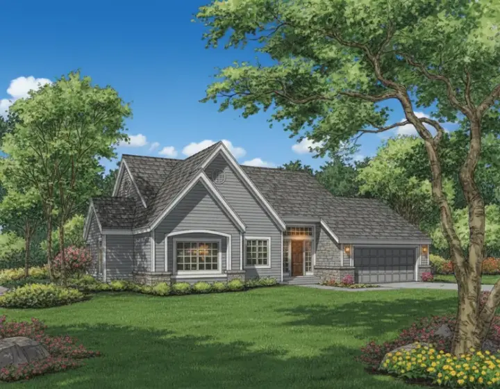 Contemporary house plans 15-372 - front exterior, 1,905 sq ft, 3 bed, 2 bath house plans | Monster House Plans