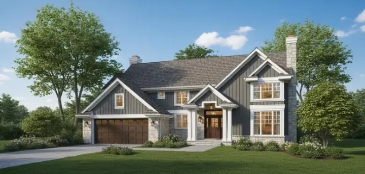 Contemporary house plans 15-374 - front exterior, 2,569 sq ft, 4 bed, 2 bath house plans | Monster House Plans