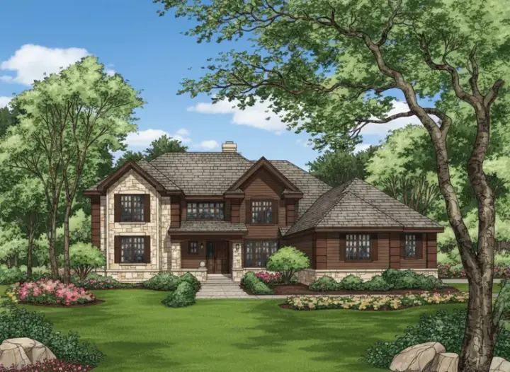 Contemporary house plans 15-375 - front exterior, 3,103 sq ft, 4 bed, 3 bath house plans | Monster House Plans