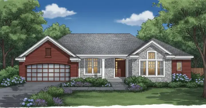 Ranch house plans 15-391 - front exterior, 2,025 sq ft, 3 bed, 2 bath house plans | Monster House Plans
