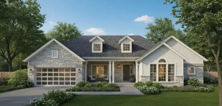 Ranch house plans 15-392 - front exterior, 2,025 sq ft, 3 bed, 2 bath house plans | Monster House Plans
