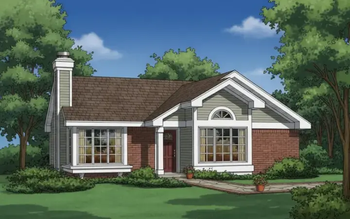 Contemporary house plans 15-405 - front exterior, 1,180 sq ft, 3 bed, 2 bath house plans | Monster House Plans