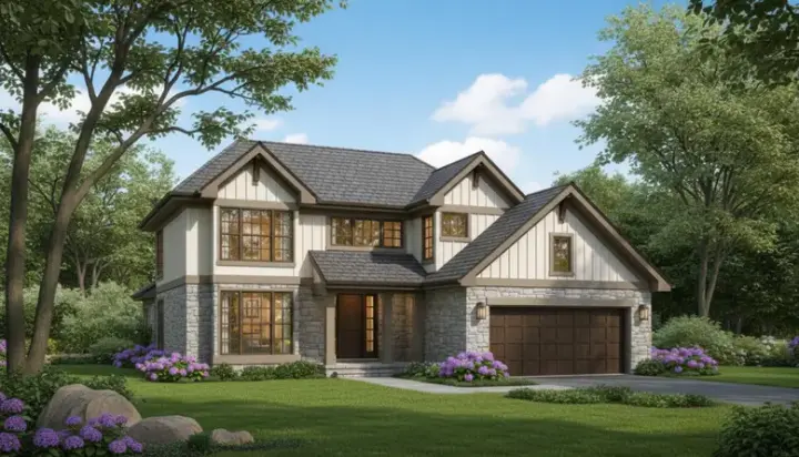Contemporary house plans 15-410 - front exterior, 1,923 sq ft, 4 bed, 2 bath house plans | Monster House Plans