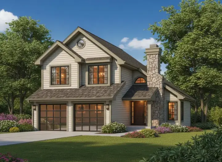 Contemporary house plans 15-436 - front exterior, 1,731 sq ft, 3 bed, 2 bath house plans | Monster House Plans