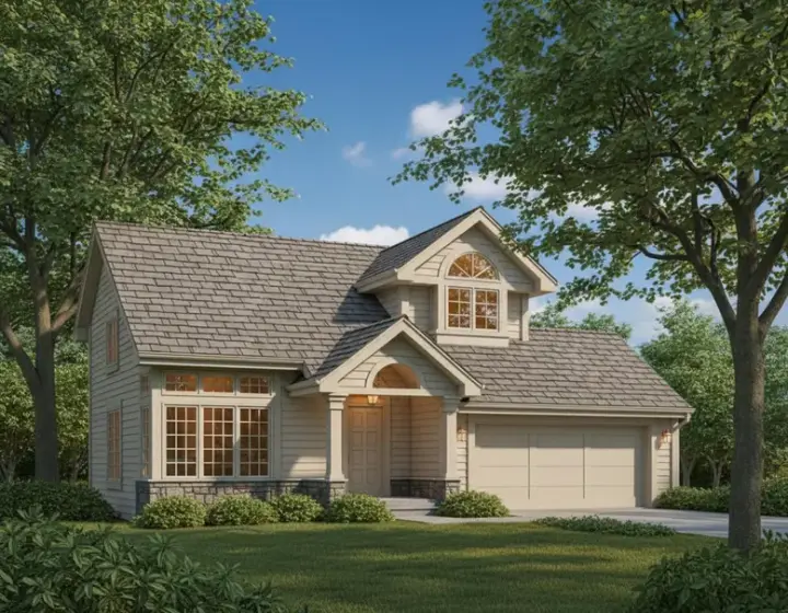 Contemporary house plans 15-448 - front exterior, 1,753 sq ft, 3 bed, 2 bath house plans | Monster House Plans