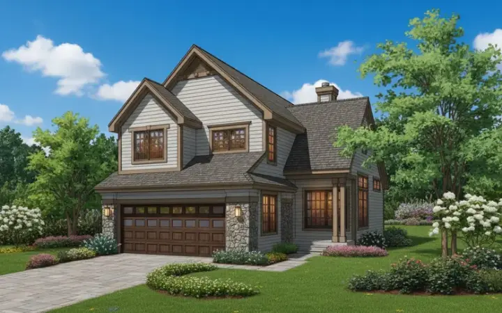Contemporary house plans 15-475 - front exterior, 2,060 sq ft, 4 bed, 2 bath house plans | Monster House Plans