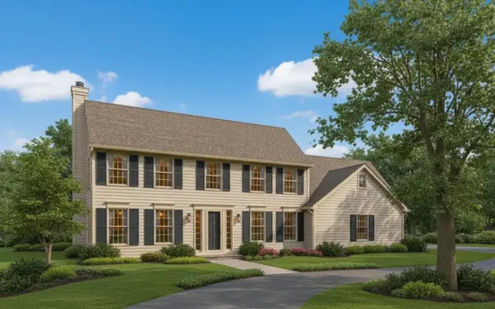Colonial house plans 15-484 - front exterior, 2,500 sq ft, 4 bed, 3 bath house plans | Monster House Plans