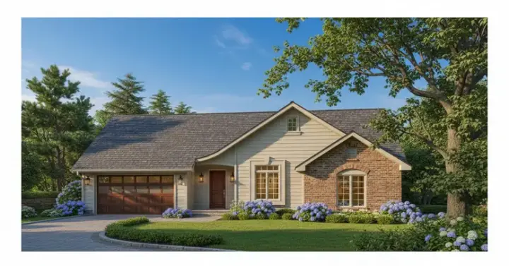 Ranch house plans 15-505 - front exterior, 1,577 sq ft, 3 bed, 2 bath house plans | Monster House Plans