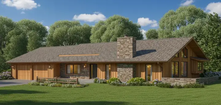 Ranch house plans 15-527 - front exterior, 1,587 sq ft, 3 bed, 2 bath house plans | Monster House Plans