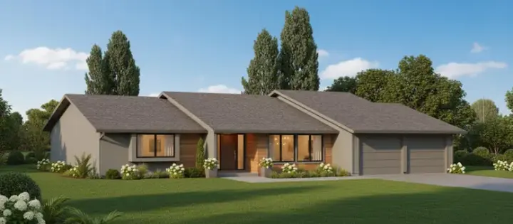 Ranch house plans 15-537 - front exterior, 1,180 sq ft, 3 bed, 2 bath house plans | Monster House Plans