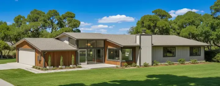 Contemporary house plans 15-538 - front exterior, 1,087 sq ft, 3 bed, 2 bath house plans | Monster House Plans