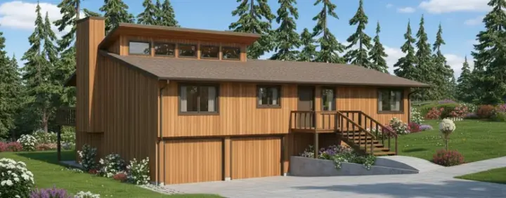 Contemporary house plans 15-561 - front exterior, 1,536 sq ft, 3 bed, 1 bath house plans | Monster House Plans