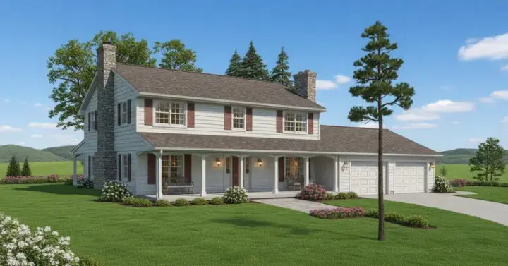 Country house plans 15-574 - front exterior, 1,996 sq ft, 4 bed, 2 bath house plans | Monster House Plans