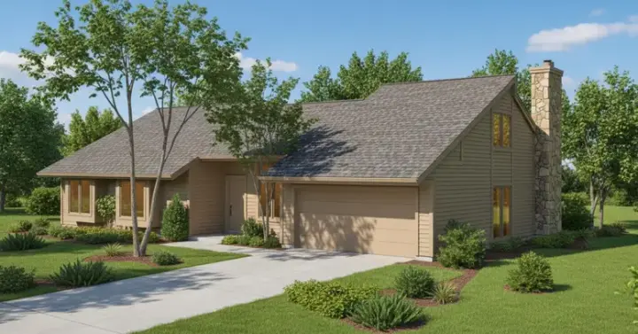 Contemporary house plans 15-577 - front exterior, 1,883 sq ft, 3 bed, 2 bath house plans | Monster House Plans