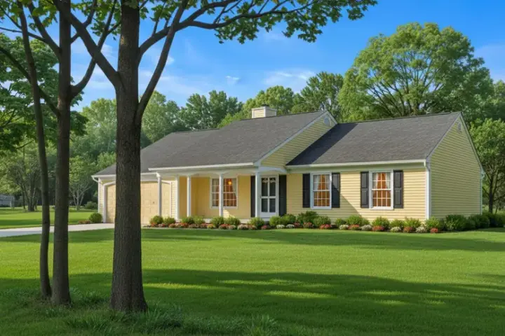 Ranch house plans 15-580 - front exterior, 1,486 sq ft, 3 bed, 2 bath house plans | Monster House Plans