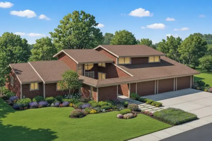 Contemporary house plans 15-593 - front exterior, 2,759 sq ft, 4 bed, 2 bath house plans | Monster House Plans