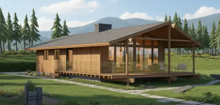 Contemporary house plans 15-603 - front exterior, 880 sq ft, 2 bed, 1 bath house plans | Monster House Plans