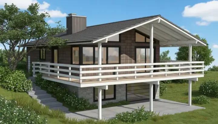Beach house plans 15-611 - front exterior, 1,628 sq ft, 3 bed, 1 bath house plans | Monster House Plans