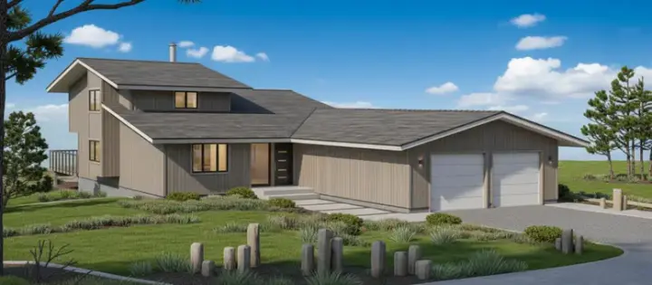Contemporary house plans 15-616 - front exterior, 1,648 sq ft, 3 bed, 2 bath house plans | Monster House Plans