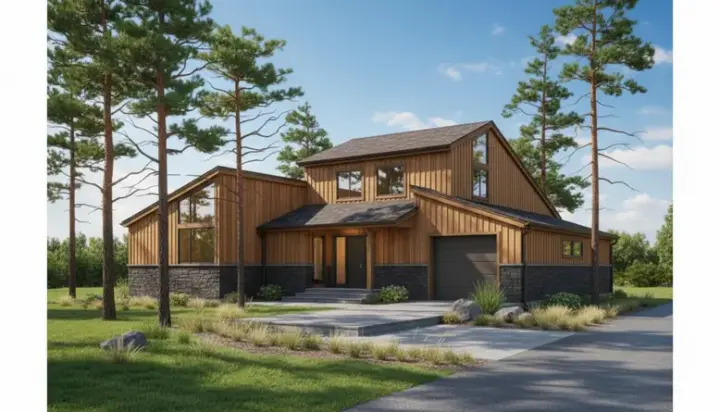 Contemporary house plans 15-641 - front exterior, 1,199 sq ft, 3 bed, 2 bath house plans | Monster House Plans