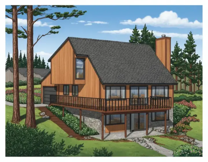 Contemporary house plans 15-648 - front exterior, 1,645 sq ft, 3 bed, 3 bath house plans | Monster House Plans