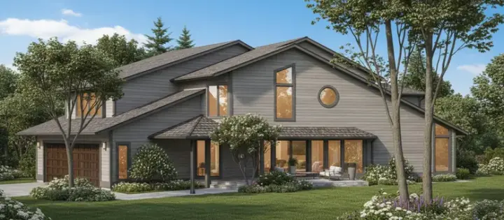 Contemporary house plans 15-655 - front exterior, 2,117 sq ft, 4 bed, 3 bath house plans | Monster House Plans