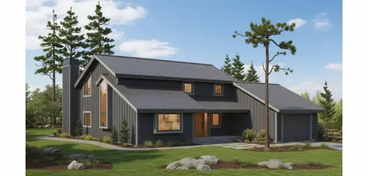 Contemporary house plans 15-666 - front exterior, 1,678 sq ft, 3 bed, 3 bath house plans | Monster House Plans