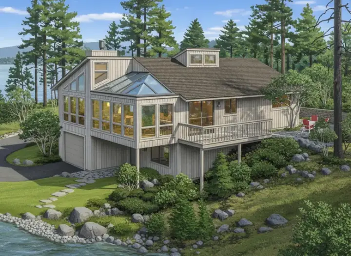 Contemporary house plans 15-670 - front exterior, 1,175 sq ft, 2 bed, 1 bath house plans | Monster House Plans