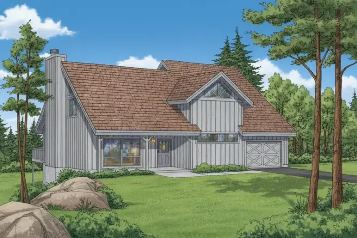 Country house plans 15-672 - front exterior, 1,312 sq ft, 2 bed, 1 bath house plans | Monster House Plans